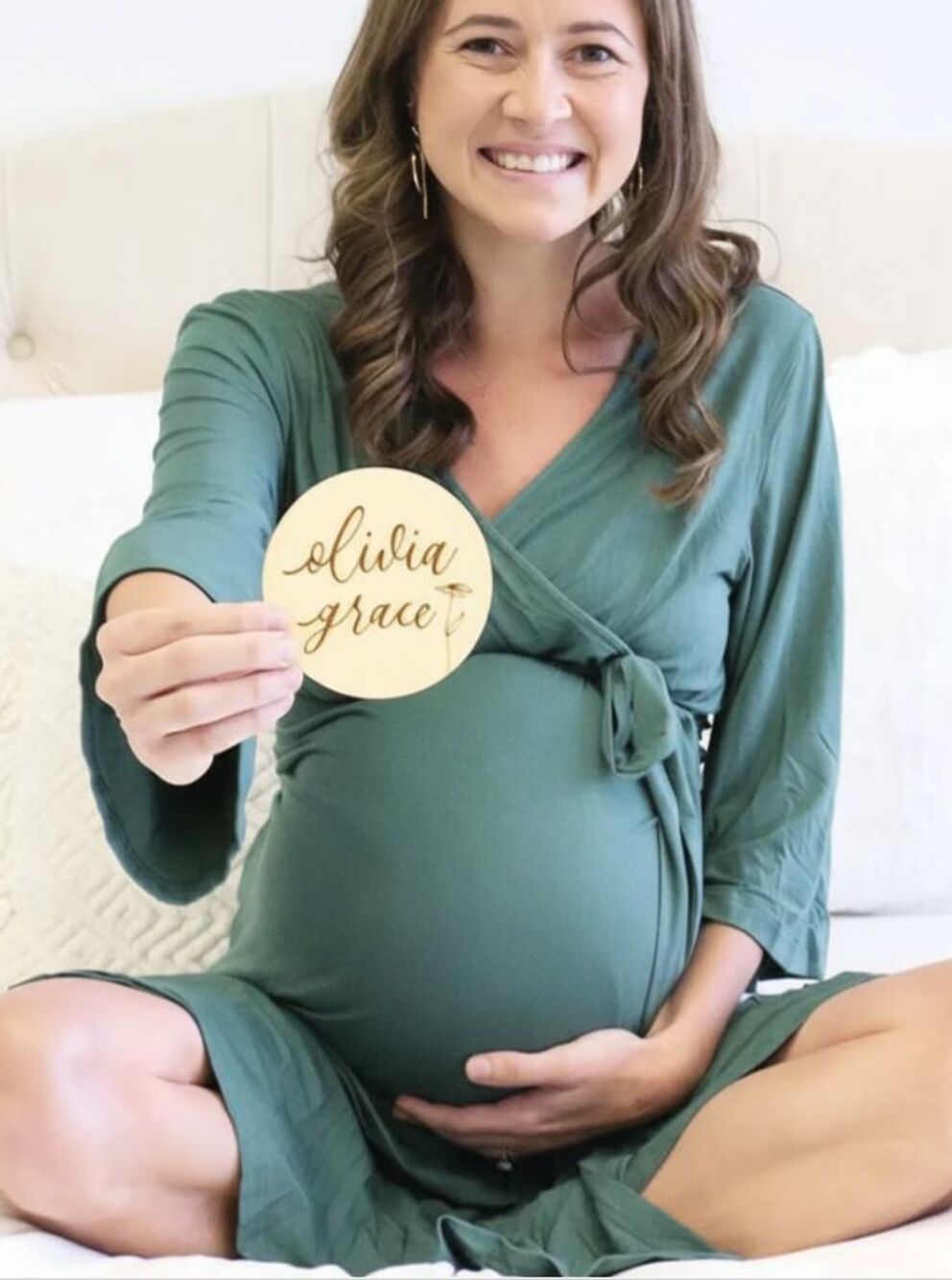 Caden Lane Bamboo Knit Maternity Nursing Wrap Robe Emerald Green O/S
